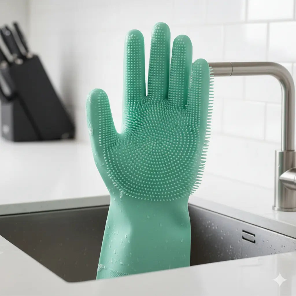 Guantes de silicona en uso